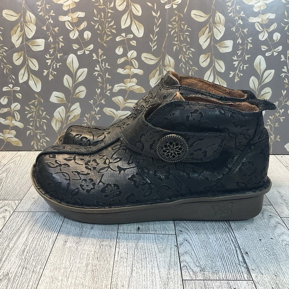 Alegria Caiti‎ Booties Womens Size 36 (US 5.5) Rose Embossed Bronze Leather - Picture 3 of 7